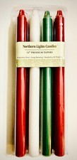 Northern Lights 12" Premium Tapered Candles - Red, Green and White
