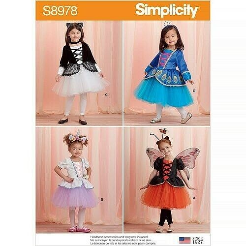 COSTUME SEWING PATTERN Simplicity 8978 6mth-2 Girl Toddler Tutu Princess Dress