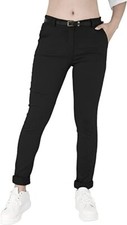 Jophy Co. Women s Stretch Chino Trousers with Belt, Black, XS