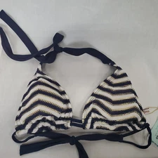 Luli Fama Miami Bikini Top Size S Navy Blue El Malecon Triangle Halter