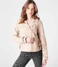 Biba Leather Jacket Womens Stone Size Uk 8 #ref58
