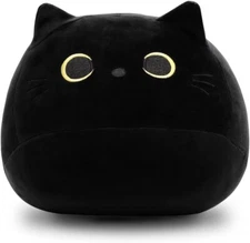 12" Black Cat Pillow Cushion Stuffed Animal Plush Doll Toy with Tail