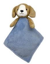 NWT Carters Tan Brown White Blue Puppy Dog Security Blanket Plush Baby Toy 67782