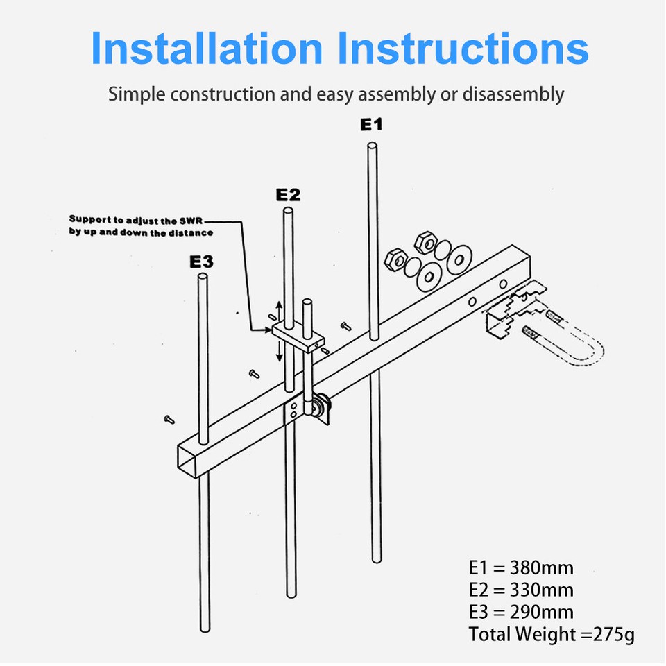 Anysecu ANT-UHF High Gain Yagi Antenna – UHF Connector For Baofeng UV5R 888S UV-82, RT3, 50W