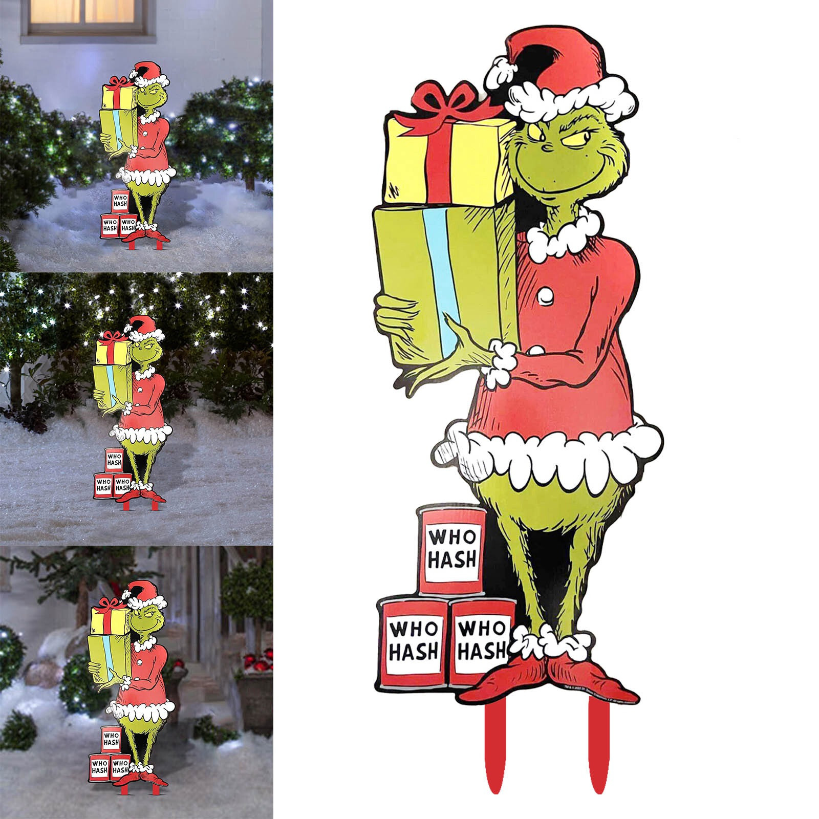 The Grinch Sneaky Stealing Lights Outdoor Christmas Yard Holiday