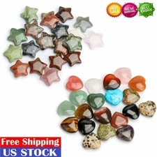 10/30PCS Natural Crystal Quartz Carved Heart Stars Shaped Healing Love Gemstone