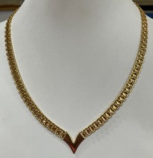 Vintage Napier Gold Tone X Formed Chain Link V Style 1980's Eighties Necklace