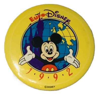 Vintage Euro Disney 1992 Mickey Mouse Button Excellent Yellow | eBay
