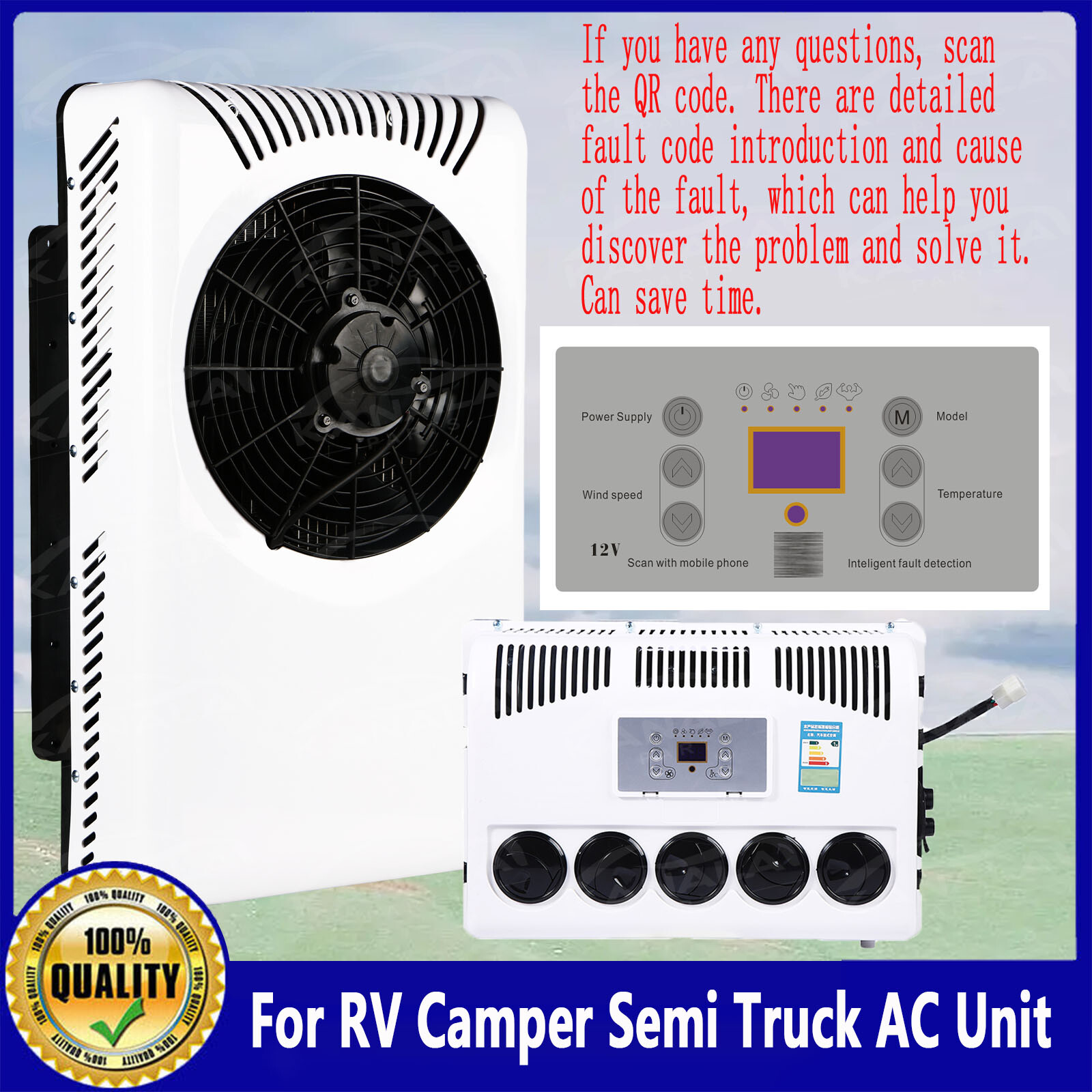 16K BTU 12V Split AC for Trucks, RVs & Buses - Cab Cooling-image