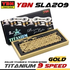YBN SLA209 Lightest Chain of bike 9 Speed Bike bicycle Chain Titanium (Gold)