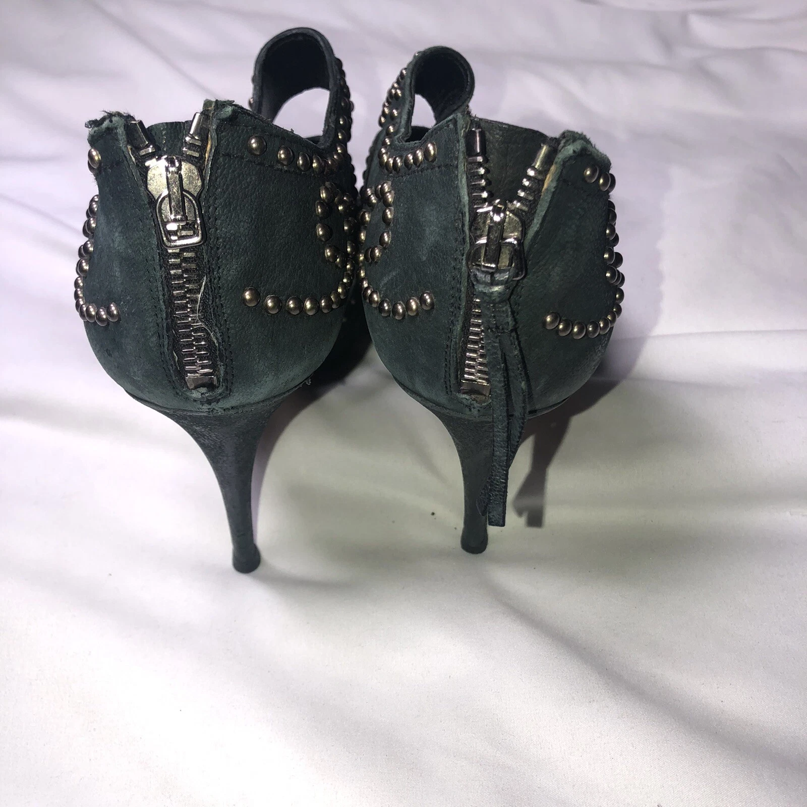 Sandali donna MIU MIU tacco misura 10 5 41 5 neri in pelle e borchie argento