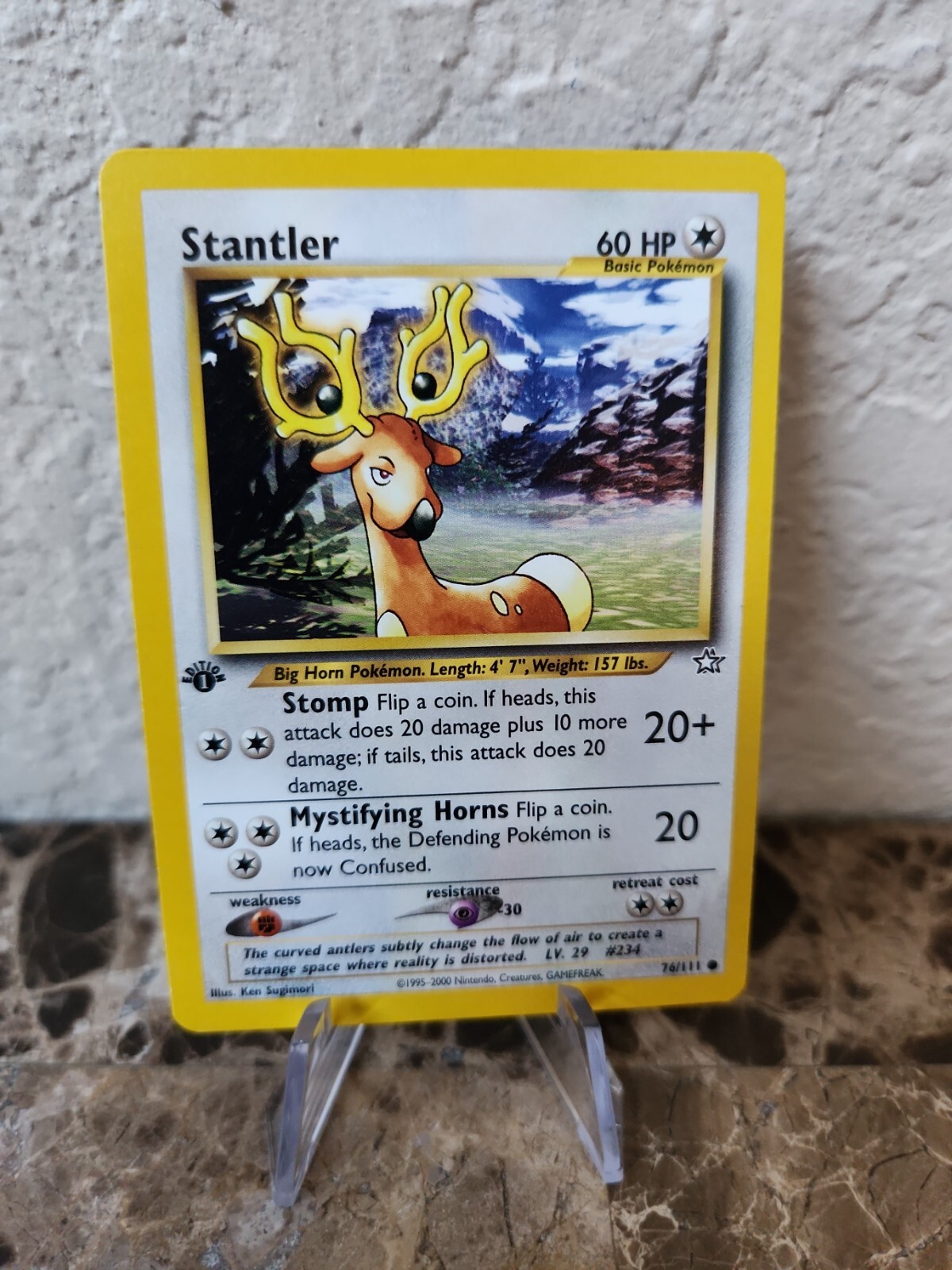 Stantler 76/111 1st Edition Common Neo Genesis Pokemon Card 2000 WOTC Vintage nm