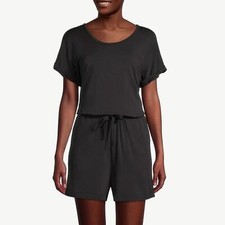 Lou  Grey Signaturesoft Scoop Neck Cap Sleeve Romper in Black, Size XS NWT