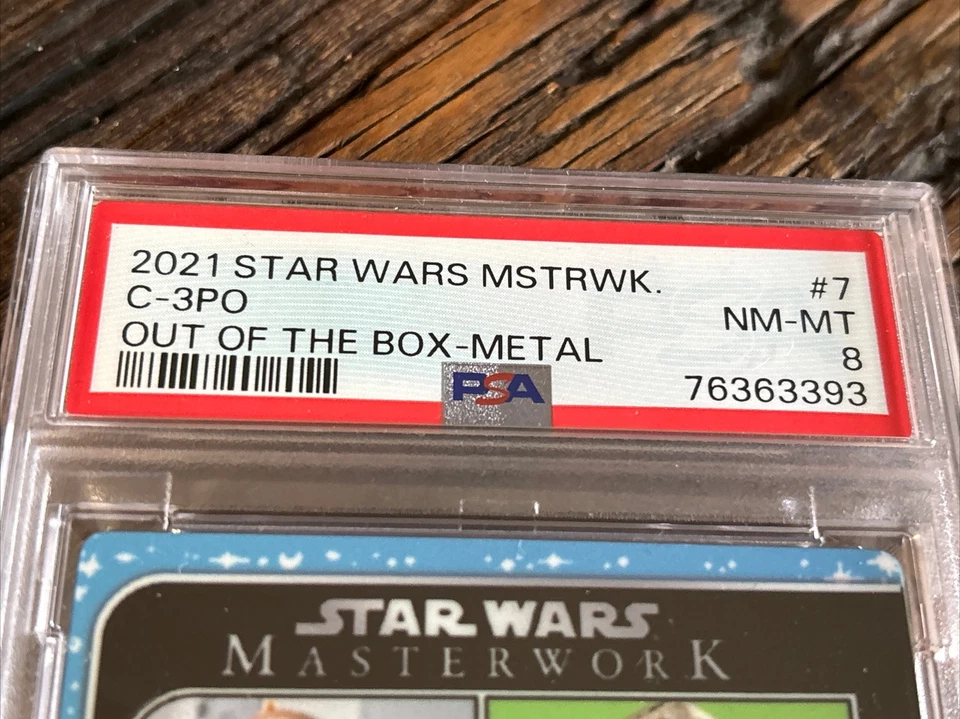 2021 Topps Star Wars Masterwork C-3PO Out Of The Box Metal #4/5 PSA 8 Pop1 - Image 2 of 3