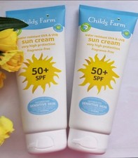 Image of 2x Childs Farm Sun Cream Sensitive Skin SPF 50  Water Resistant 100ml Each Tube 