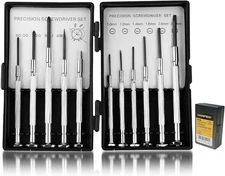 Precision Screwdriver Set, 11 Pieces, Mini Flathead and Phillips, for Black 