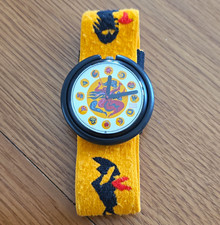 Swatch Pop Swiss Made Black Case Orange Textile Strap Graphic Dial - Vintage90's
