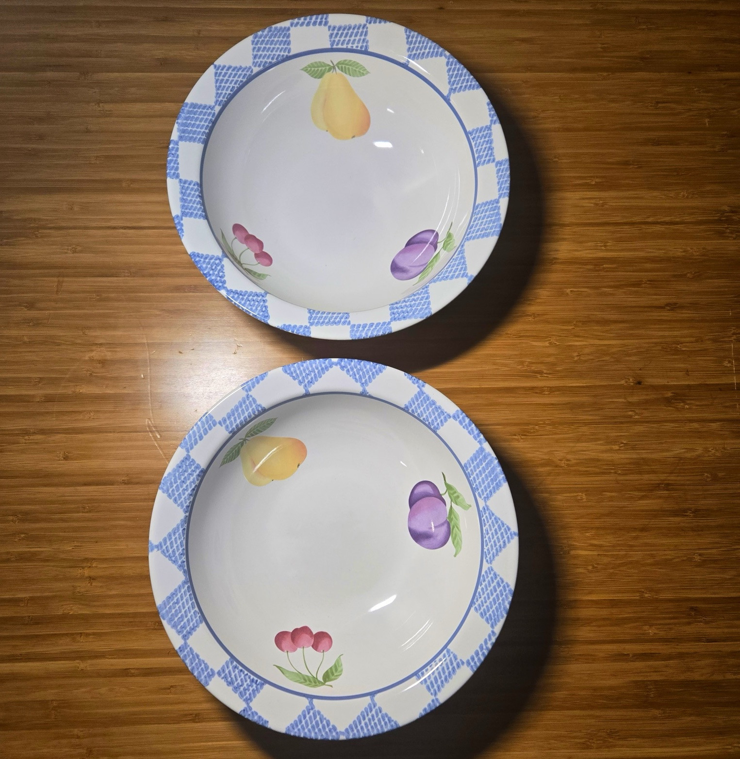 Pfaltzgraff Hopscotch Fruit 9 3/8 Inch Round Serving Bowls Set of 2 Made in USA