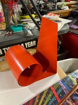 Vintage Midcentury Modern Coiled Steel Bookend Orange Red Enamel England