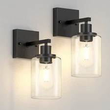 Black Vanity Wall Sconces Set of Two, Modern Sconces Wall Lighting Fixture wi...