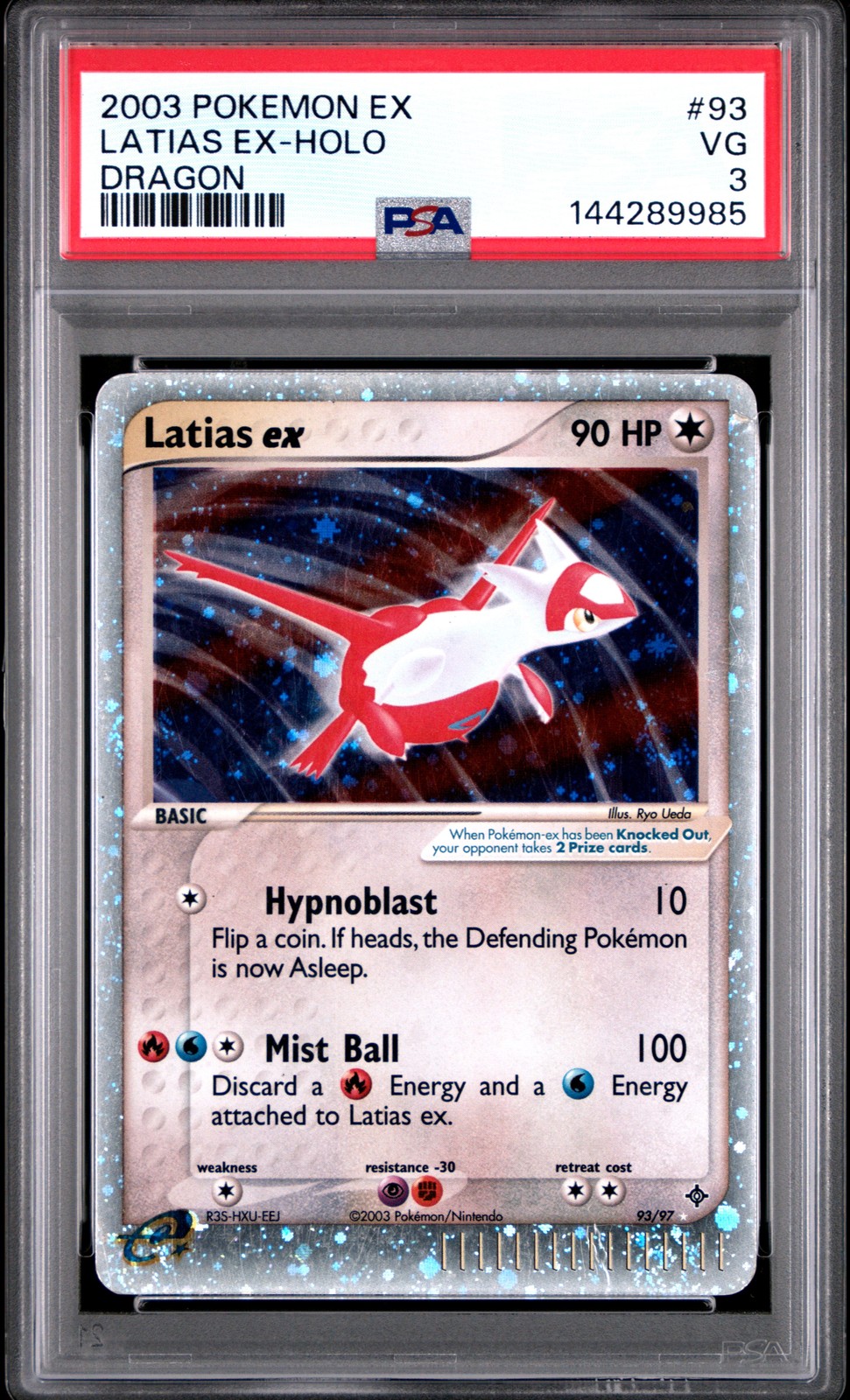 2003 POKEMON EX DRAGON #93 LATIAS EX-HOLO PSA 3
