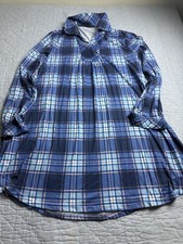 Unbranded Nightgown House Dress MuuMuu Blue Plaid Fleece Soft Size See photos
