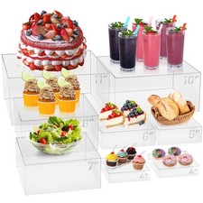 Acrylic Buffet Food Risers Set - Dessert Cupcake Display Stands for Events