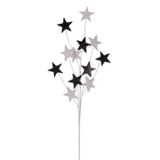 Vickerman QG224304 34 in. Black & White Star Glitter Spray 6 Piece - Pack of 30