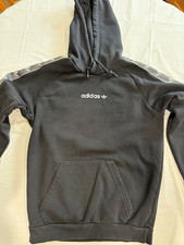 Adidas Originals Hoodie Adult Small Black Trefoil Logo Tape Pullover Sweatshirt
