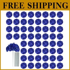 Royal Blue Hydrangea Artificial Flowers Bulk - 65pcs