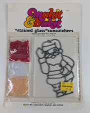Vintage Makit  Bakit Stained Glass Christmas Santa Suncatcher Kit