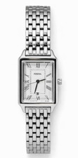 Fossil ES5221 Women's Rectangular Silver Steel Watch Date Roman Dial