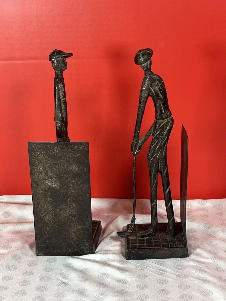 Juego de una estatua de golfistas, sujetalibros Intrude Inc India latón Foto 3 de 4