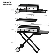 2/4 Burner Foldable Propane Griddle with Electronic Ignition for BBQ Tailgating