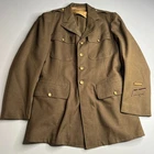 Vintage US Military Wool Service Jacket WWII Era Brown Army Coat Brass Buttons