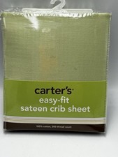 Carter s Easy Fit 100 Cotton Sateen Crib Sheet Sage Green NIP