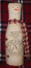 Primitive feedsack snowman--Fulton A Seamless feed sack-front & back of snowman