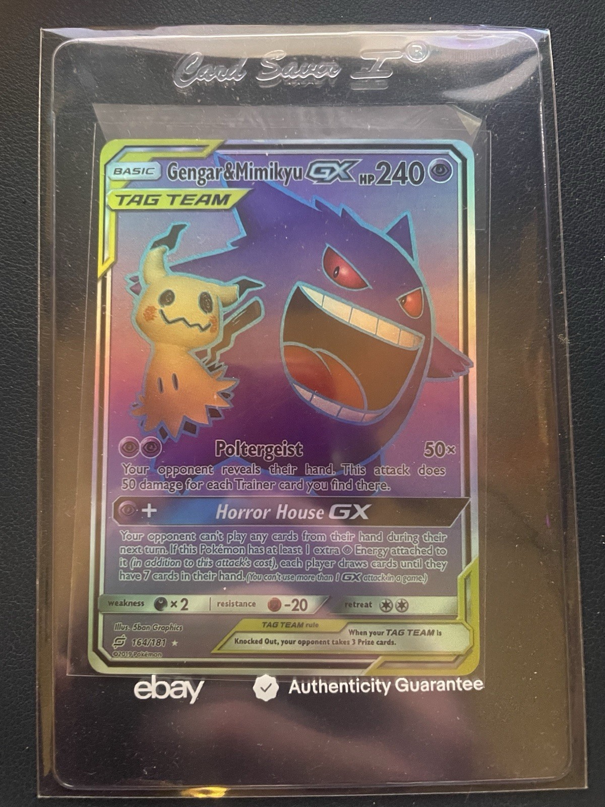 Gengar & Mimikyu GX (Full Art) 164/181 Sm-Team Up Holo | E-BAY AUTHENTICATED |