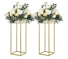 YALLOVE 2 Pack Gold Flower Stand, 60cm Tall Vase Column Stand, Wedding