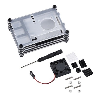 Neues transparentes  Acrylgehäuse mit Lüfter für Raspberry Pi 4B
