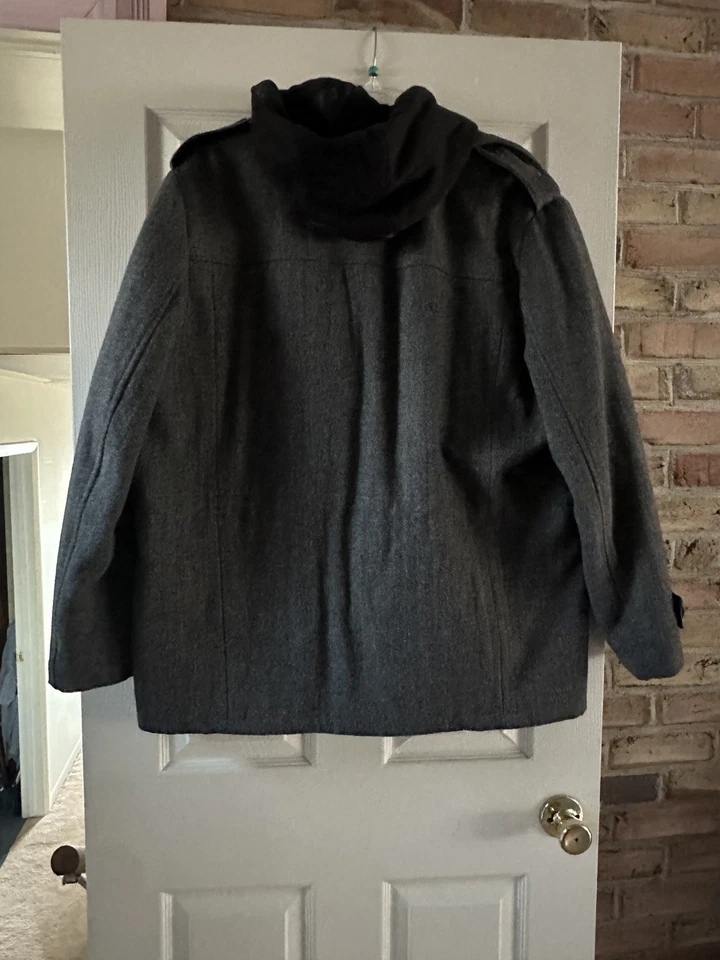 Calvin Klein Men’s Wool Blend Hooded Field Jacket Coat Gray Size L - Image 3 of 4