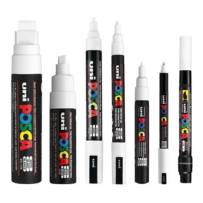 Lot 7 feutres Posca blanc décoration vitrines de Noël et loisirs