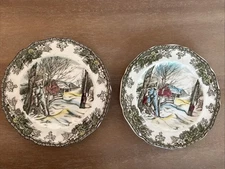 ✨2X VTG JOHNSON BROS FRIENDLY VILLAGE SUGAR MAPLES BREAD DESSERT PLATES 6”✨
