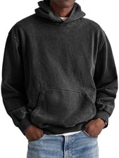 Mens Retro Hoodie Workout Top Casual Hooded Coat Hip Hop Sweatshirt