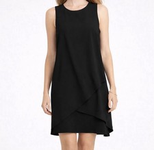 NWOT J.Jill Wearever Black Sleeveless Layered Shift Dress XS Button Bag NEW