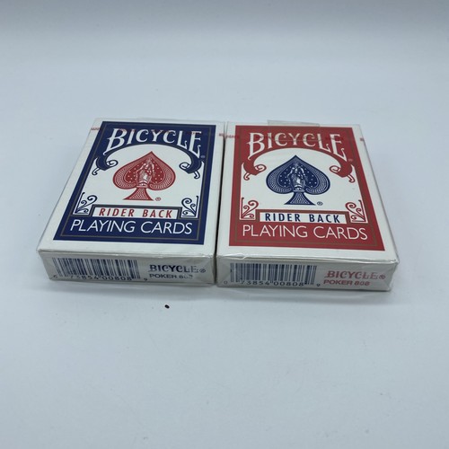 Bicycle Poker 808 Sealed 2 VTG Packs of Rider Back Playing Cards Blue & Red Deck - Picture 2 of 7