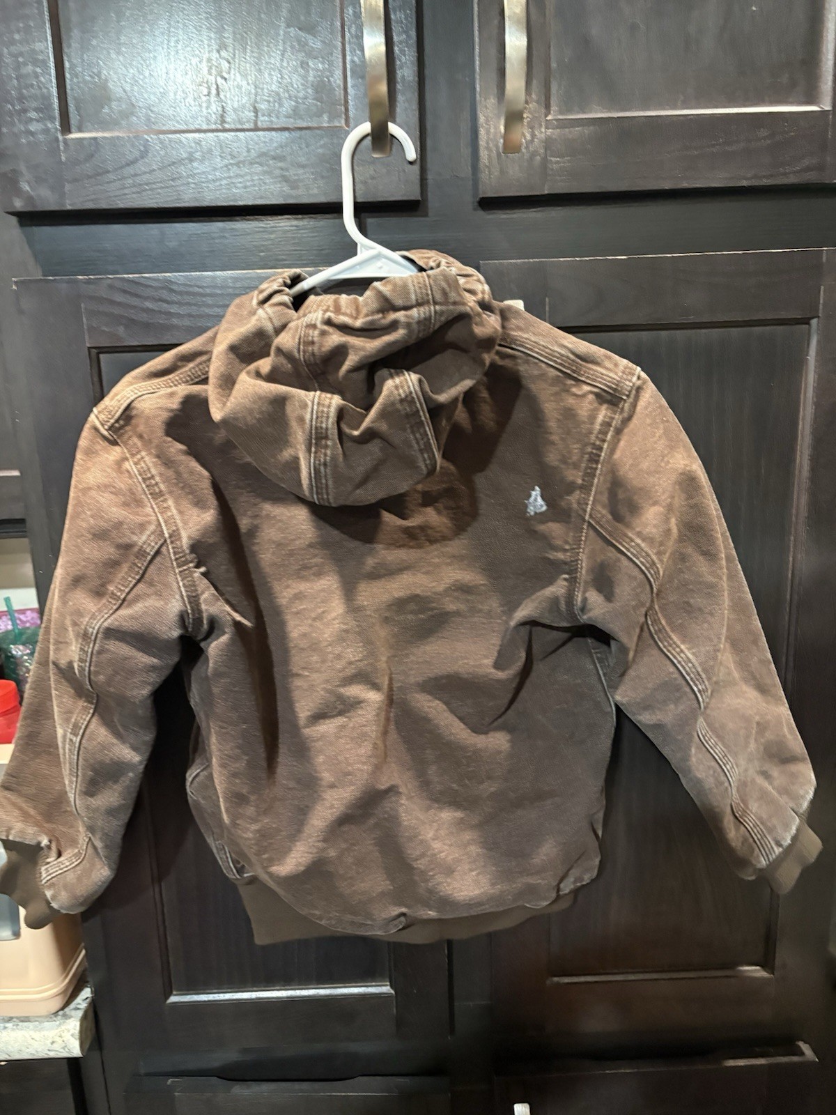 Carhartt VTG Jacket Fleece Lined Youth L 1/12 YYJ159 DKB Dark Brown Hooded Coat thumbnail 7