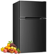 3.2 Cu.Ft Fridge with Freezer, Compact Refrigerator with 2 Doors for Bedroom/...