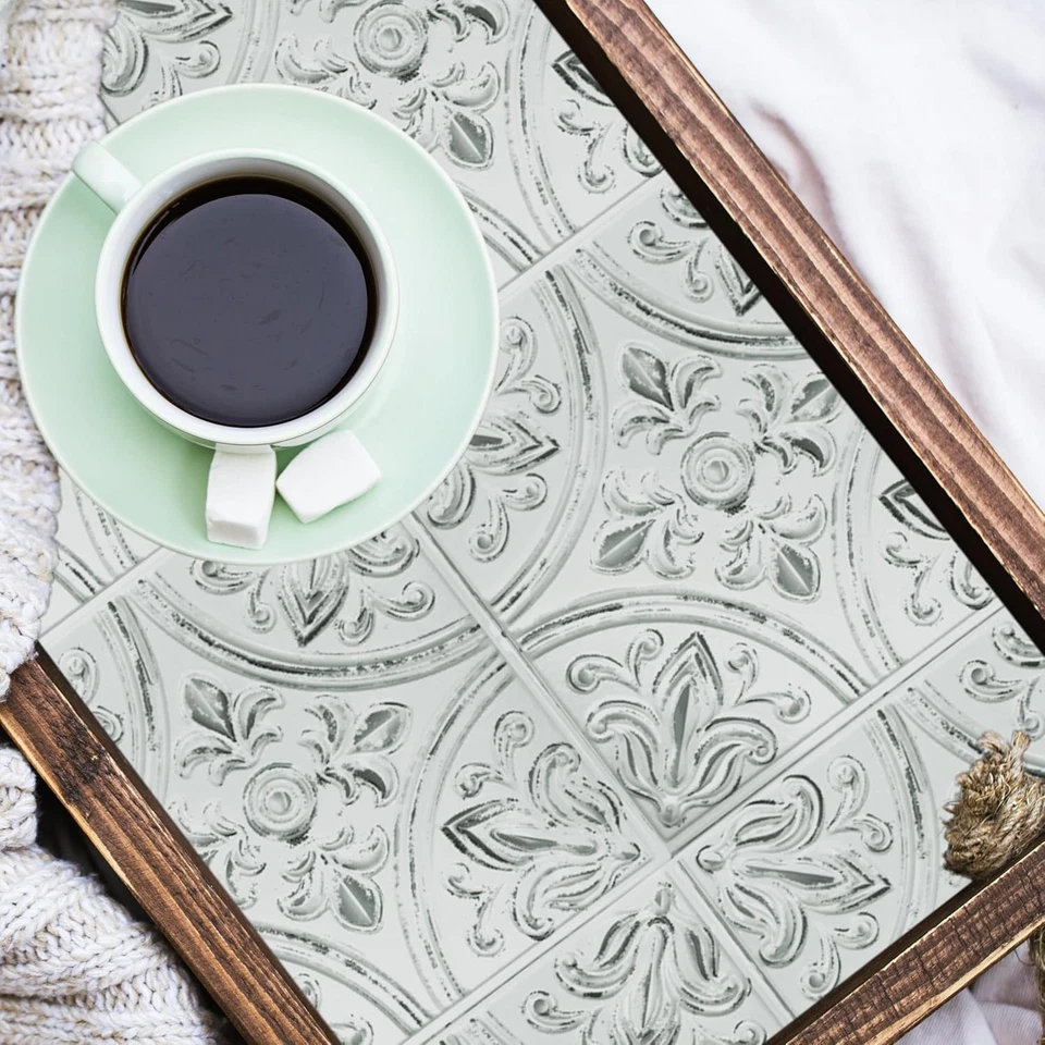 Roommates TIL4623FLT Sticktiles White Tin Peel and Stick Tile Backsplash, 10.5 I - Image 2 of 2