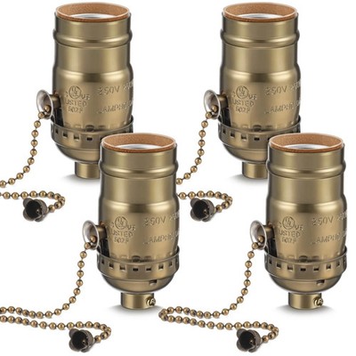 4 Pcs Pull Chain Lamp Socket Replacement, E26 Standard Threaded Base, Light S...